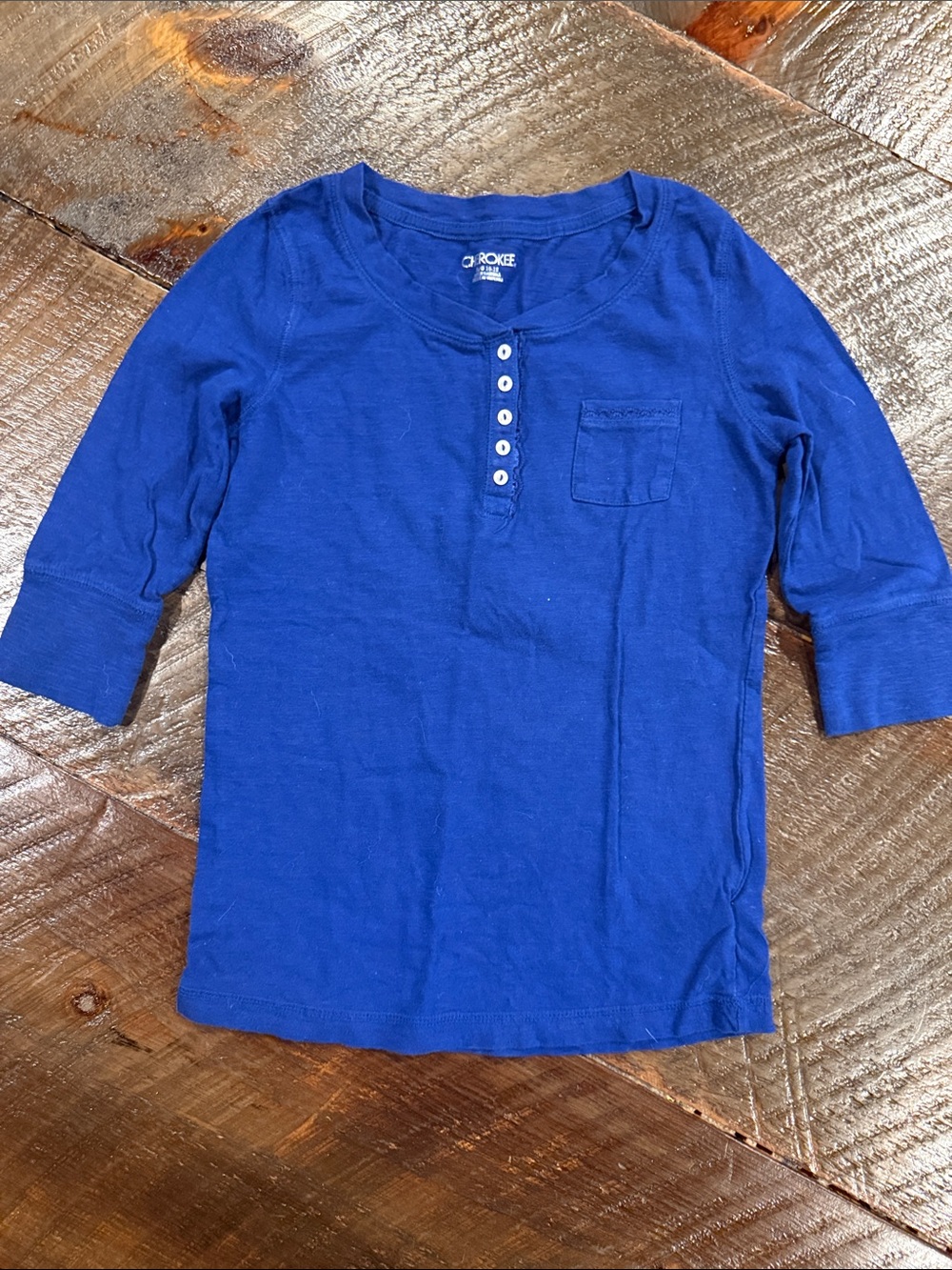 Cherokee Royal Blue Long Sleeve Henley Tee